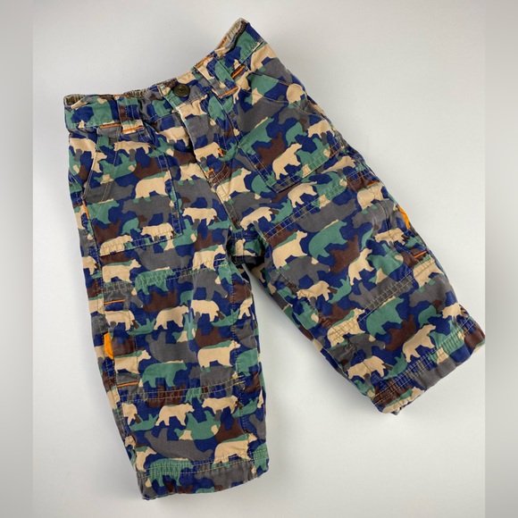 Vintage Baby Gap Bear Print Camo Style Cargo Pants Fully Lined Size 12-18 Months - Picture 13 of 13